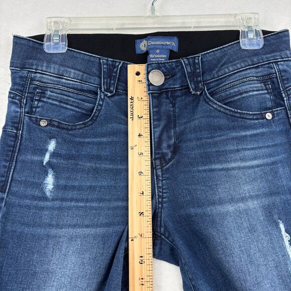Democracy Ab Solution Ankle Jeans Size 6 Blue Skinny Distressed Stretch Denim - Picture 8 of 11
